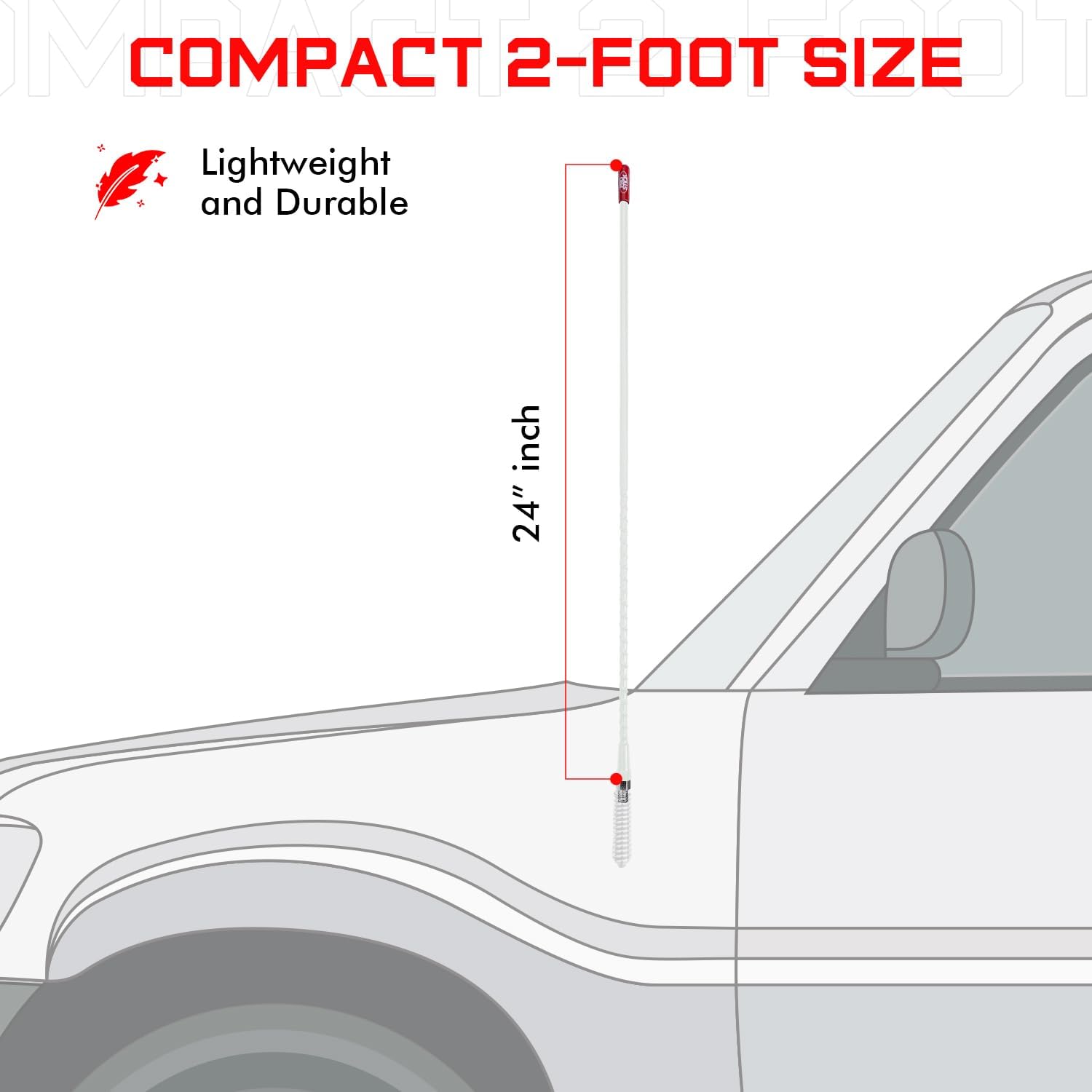 Prostick 2-Foot Fiberglass Passive CB Antenna – White, Handles Up to 1000W Input
