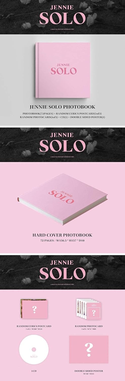 BLACKPINK Jennie SOLO 1st Solo Album 72p PhotoBook+1p PostCard+1p Card+Tracking K-POP Sealed