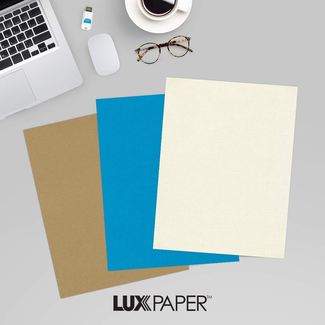 LUXPaper 8.5" x 11" Linen Paper | Letter Size | White Linen | 24lb. Paper Weight (60lb. Text) | 50 Qty