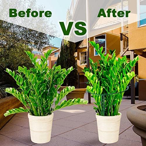 HiGift 8 Pack Plant Support Stakes, Half Round Metal Garden Plant Stake Indoor Peony Cages and Supports, Green Plant Support Ring Border for Tomato