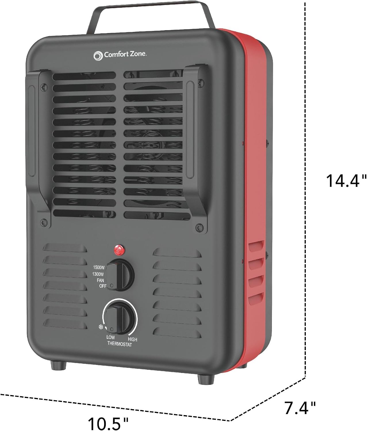 Comfort Zone Electric Portable Milkhouse Style Utility Space Heater with Adjustable Thermostat, Overheat Protection, and Safety Tip-Over Switch, Ideal for Garage or Greenhouse, 1,500W, CZ798