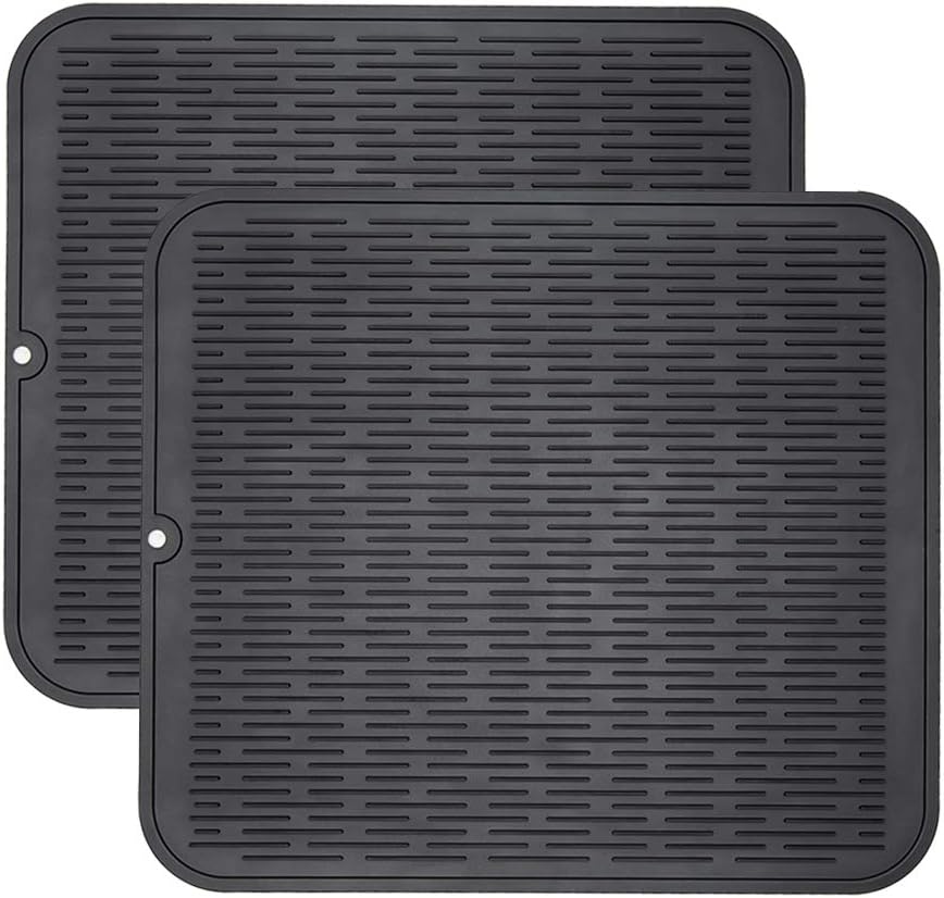 ZLR Silicone Dish Drying Mat for Kitchen Counter, Eco-Friendly Fast Dry Dish Mat, Easy Clean Multi Usage Drying Matt, Heat Resistant Trivet