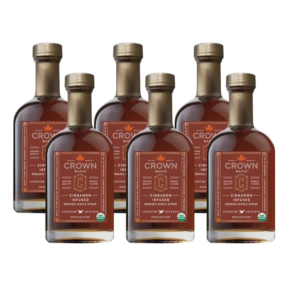 Crown Maple Organic Madagascar Vanilla Maple Syrup, Real Vanilla Bean, Pancakes, Baking, Cocktails & Brunch, 12.7 Fl Oz