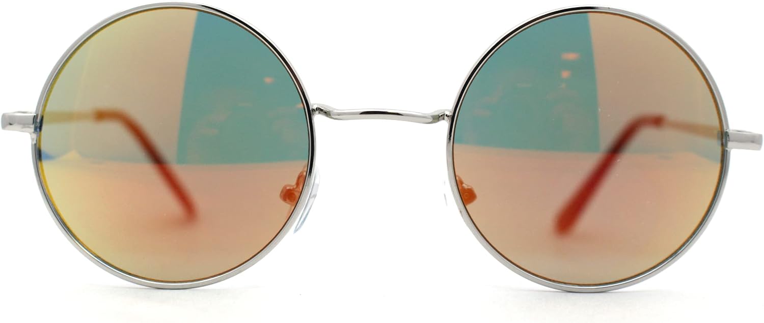 SA106 Reflective Color Mirrored Hippie Groove Round Circle Lens Retro Sunglasses
