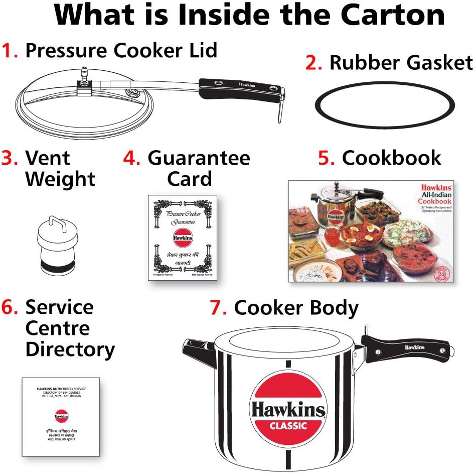 Hawkins Classic Aluminum 6.5 Litre Pressure Cooker