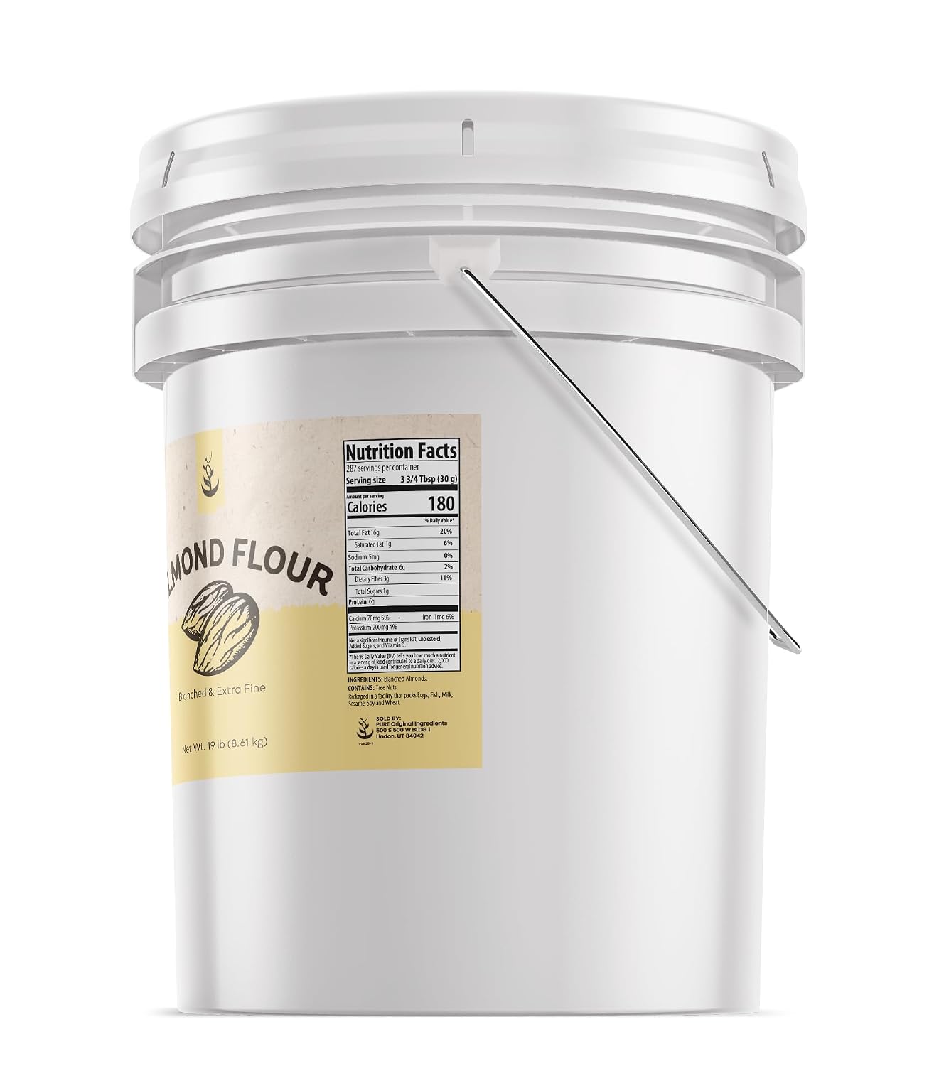 Pure Original Ingredients, Almond Flour, Blanched, Extra Fine, 19 Lb | For baking, cooking, and pantry use