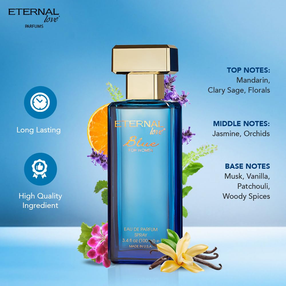 Eternal Love for Women - Long Lasting Eau de Parfum Spray - Premium Floral Fragrance with Peach & Sandalwood - Soft Feminine Scent - 3.4oz