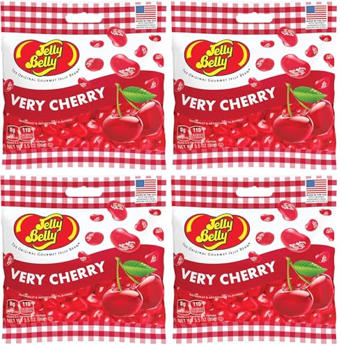 Jelly Belly Very Cherry Jelly Beans, 3.5 Ounce Grab and Go Bag - Kosher, Fat Free Candy with True-to-Life Cherry Flavor