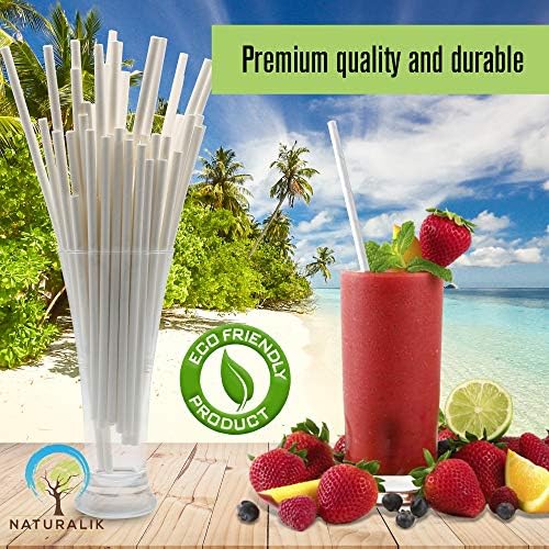 300/1000-Pack Extra Durable White Paper Straws Biodegradable- Premium Eco-Friendly Paper Straws Bulk- Drinking Straws for Juices