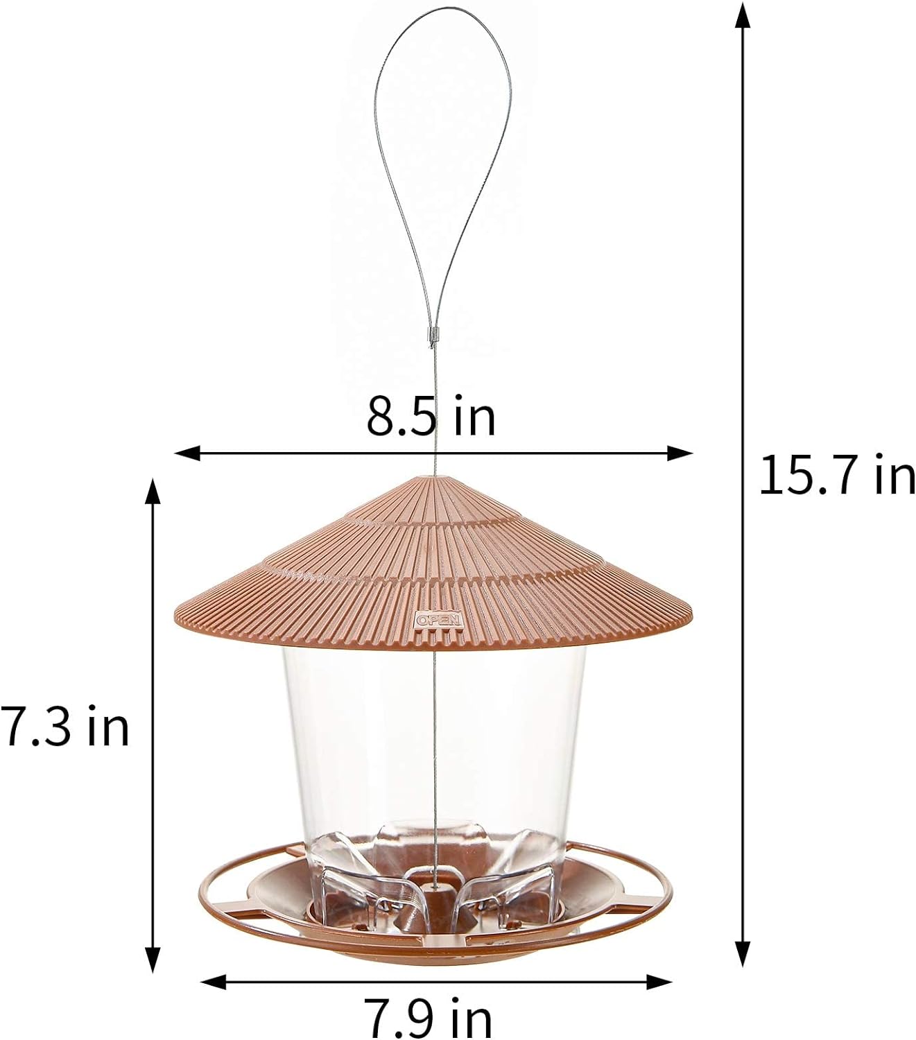 Hanizi Bird Feeder Outdoor Hanging for Wild Bird Seed, Brown