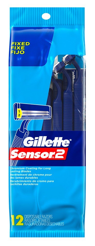 Gillette Mens Sensor 2 Razor Disposable 12 Count (Pack of 3)