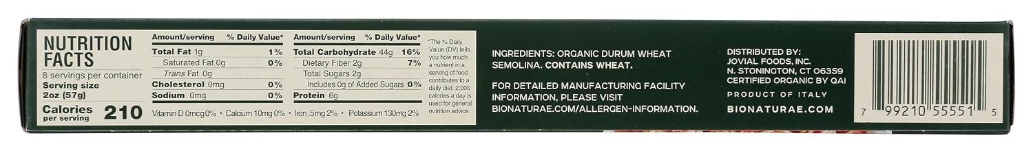 Bionaturae Elbow Pasta Noodles - Gluten Free Pasta Organic, Rice & Lentil Pasta, Kosher Certified, High Protein, Non-GMO Verified, USDA Certified, Gluten Free Pastas, Crafted in Italy - 12 Oz, 3 Pack