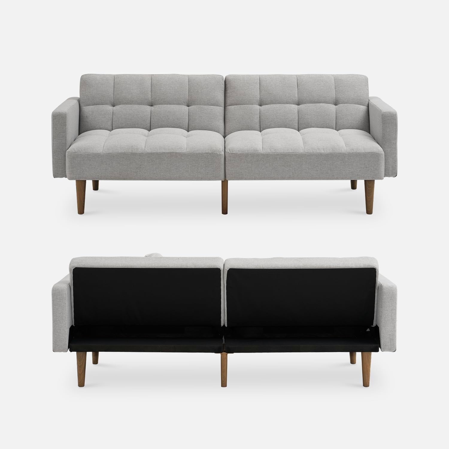 mopio 76.4" Futon Sofa Bed Chevron Styled, Sleeper Couch (Old Rosa Velvet)