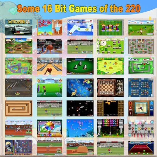 16 Bit Handheld Games for Kids Preloaded 220 Retro Video Games, Blue | 3.0" HD Screen, Rich Gameplay,USB-C Rechargeable, 6+Hrs Play, Portable Travel Toy for Car Flights,Boys Girls Birthdays Gift