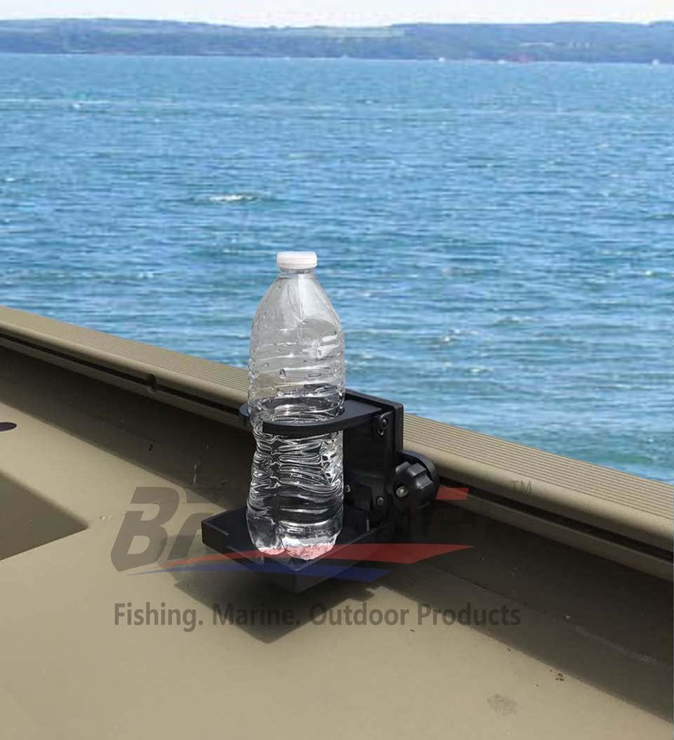 Brocraft Folding Cup Holder for Tracker Boat Versatrack System/90 Degree Lund Sport Track-Black(Generation 2)