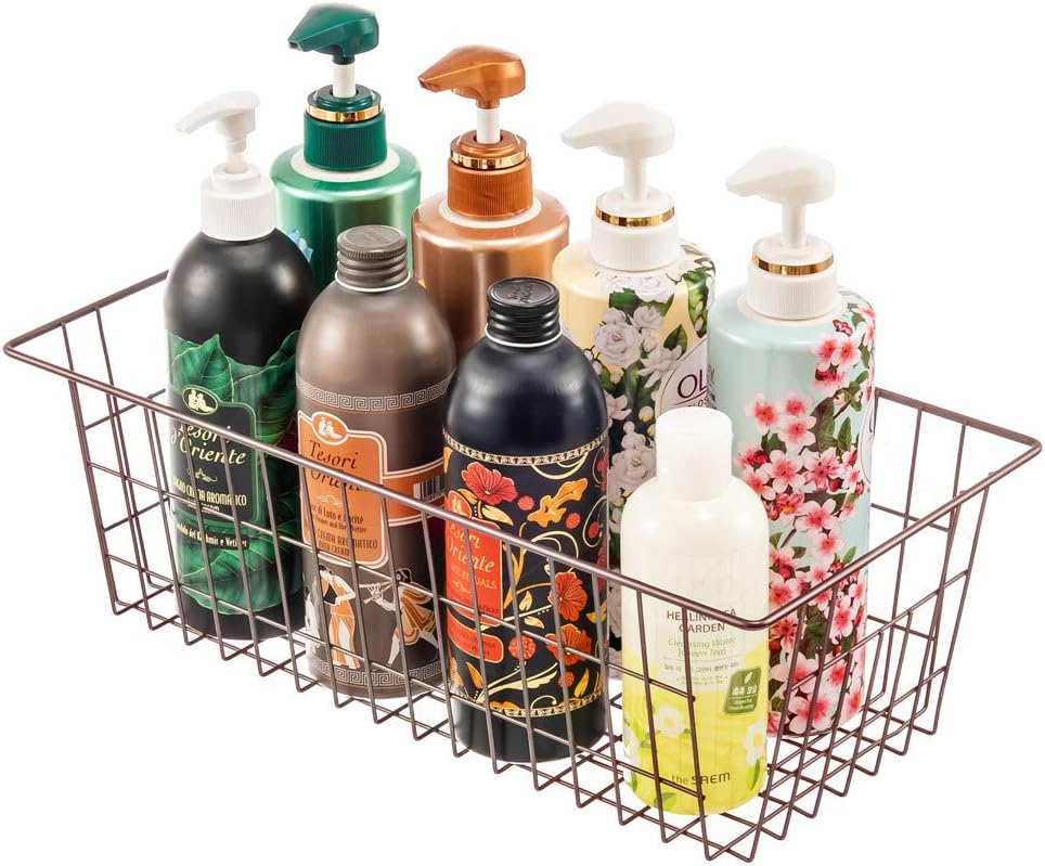 SANNO 15.7" Freezer Baskets Wire Storage Baskets Bin Organizer Food, Kitchen, Basket Organizers Bins for Home, Bathroom, Closet Organization, white