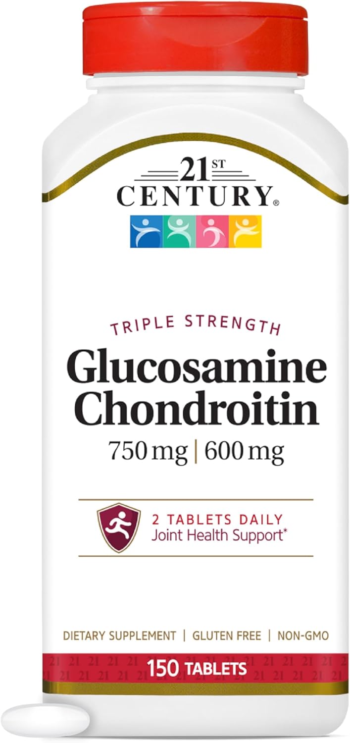 21st Century Glucosamine Chondroitin Triple Strength 750mg/600mg, 150ct | Triple-Strength Glucosamine 750 mg & Chondroitin 600 mg, Joint Health