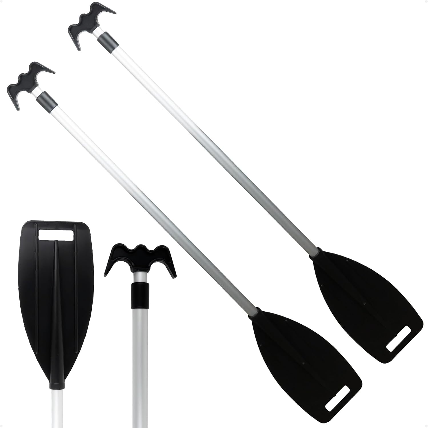 Five Oceans Canoe Paddle, Telescoping Canoe Paddles and Boat Hook, Black, Extend from 3.75 Ft. (45-inch) to 6 Ft.(72-inch), Aluminum Shaft, Reinforced Blade & Hook, Lightweight