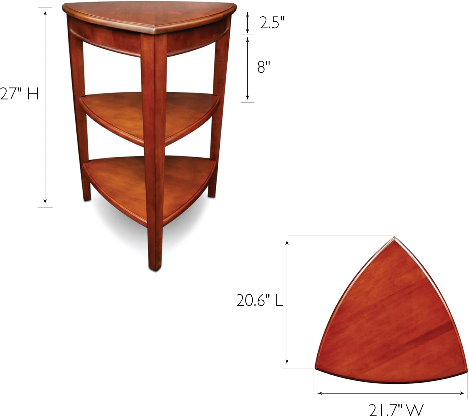 Leick Home Shield Wedge End Table, 21", Glazed Auburn
