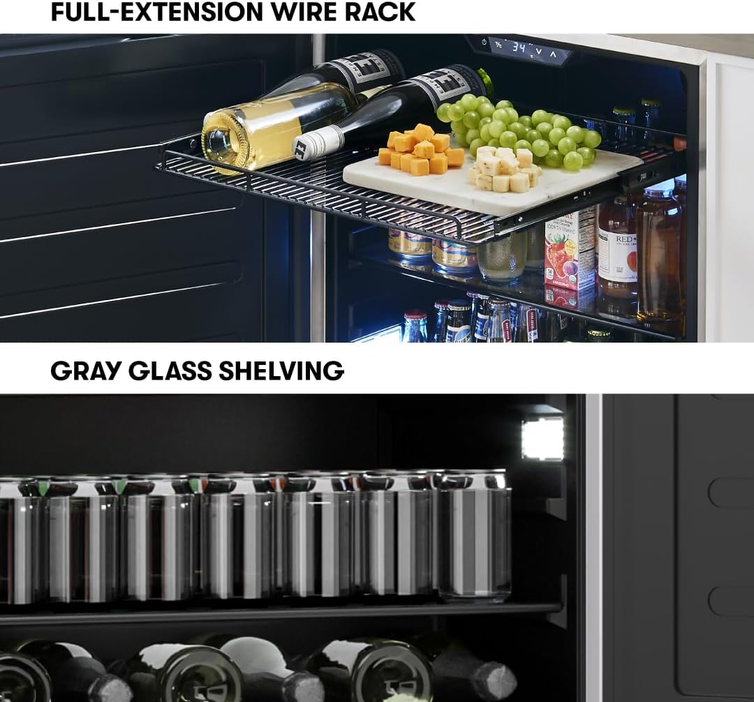 Zephyr Presrv 15 Inch Slim Wine Fridge Beverage Refrigerator Under Counter