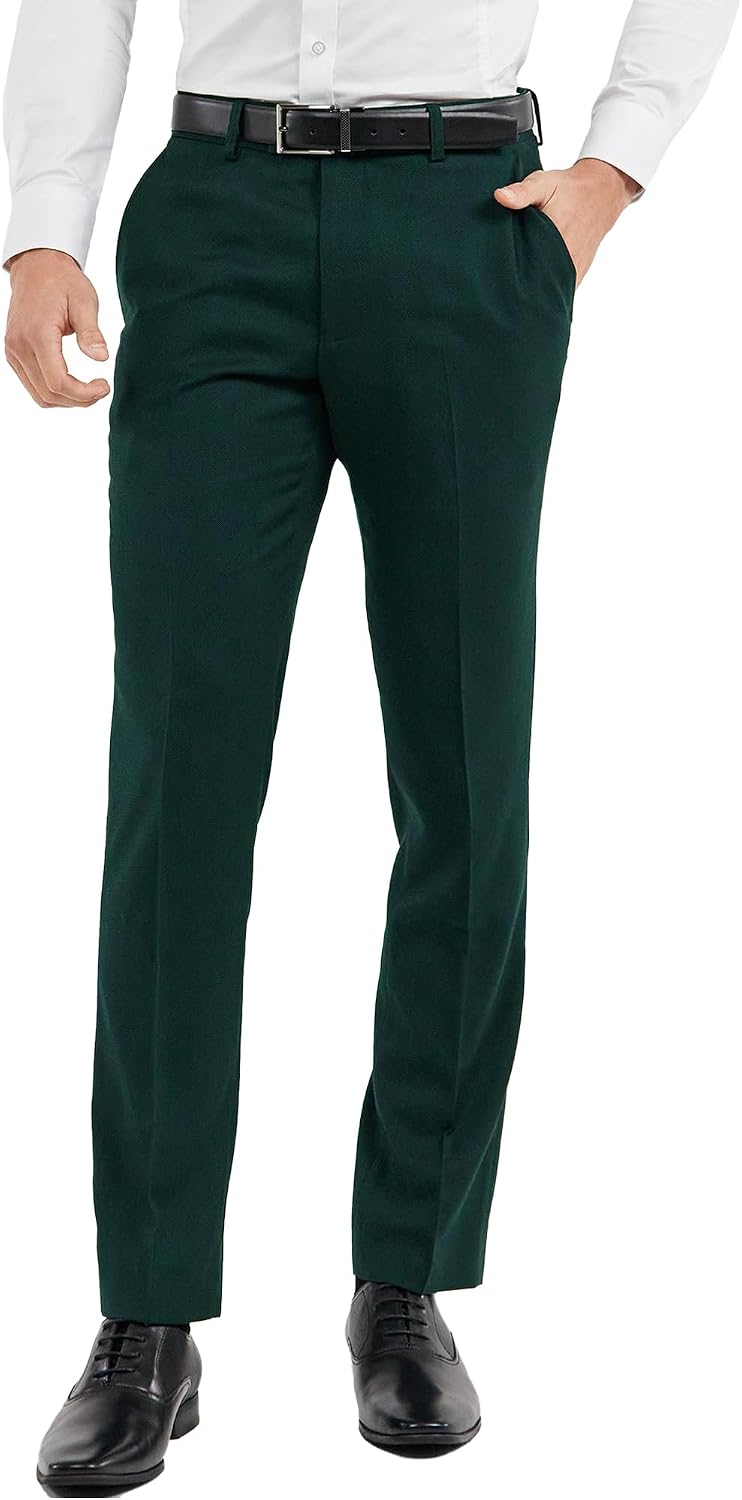 Men's Cozy Hidden Expandable Waist Dress Pants | Premium Stretch Texture Weave Work to Weekend Pants