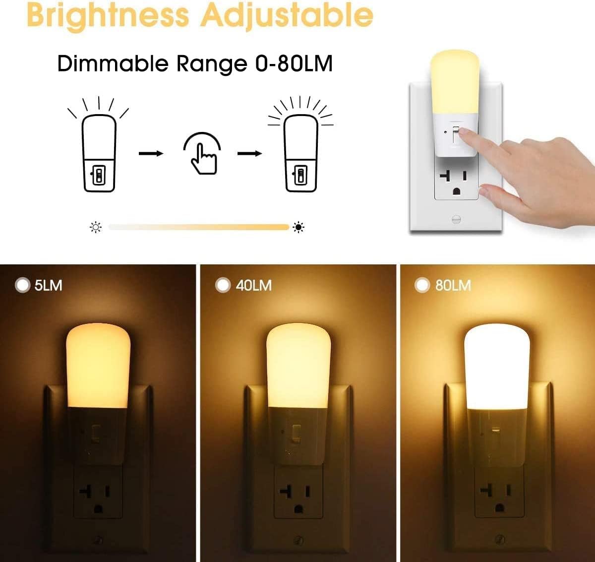 LOHAS-LED Plug in Night Light, Dimmable LED Night Lights Dusk to Dawn 2Pack
