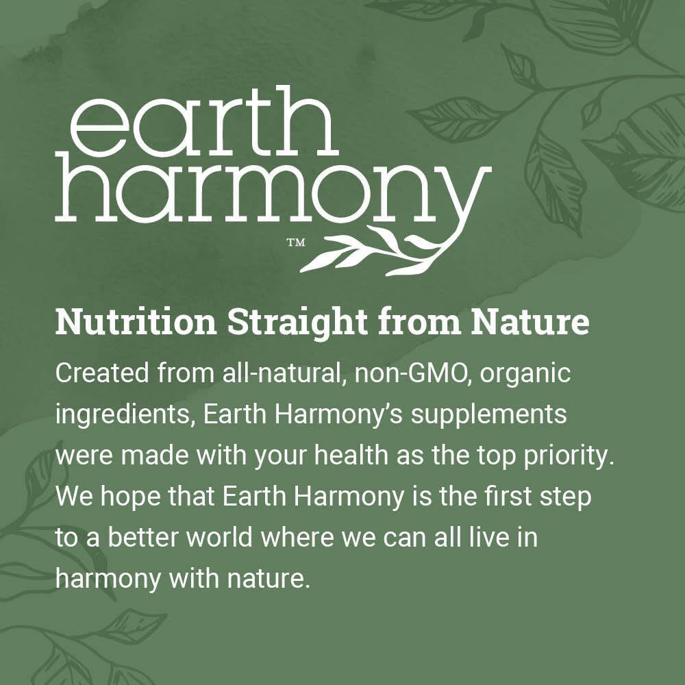 Earth Harmony Naturals Organic Vegan Vitamin B12 Sublingual Liquid Supplement - 2500mcg Methylcobalamin Drops for Natural Energy, Metabolism Health and Immune System Support - 1 Fl Oz