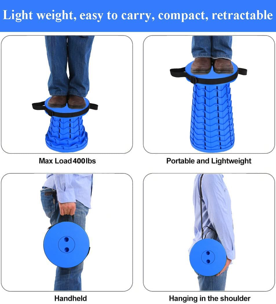 Fishboy Collapsible Stool for Adults, Portable Folding Camping Seat, 400lbs