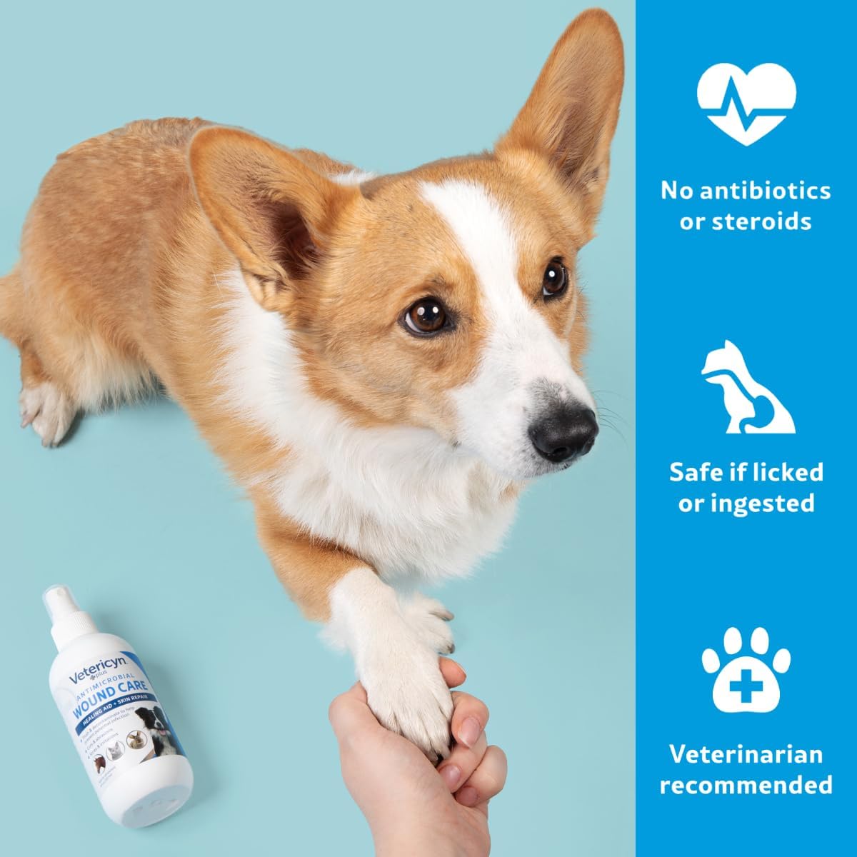 Vetericyn Plus Dog Wound Care Spray | Healing Aid and Skin Repair, Clean Wounds, Relieve Dog Skin Allergies, Safe for All Animals. 16 ounces