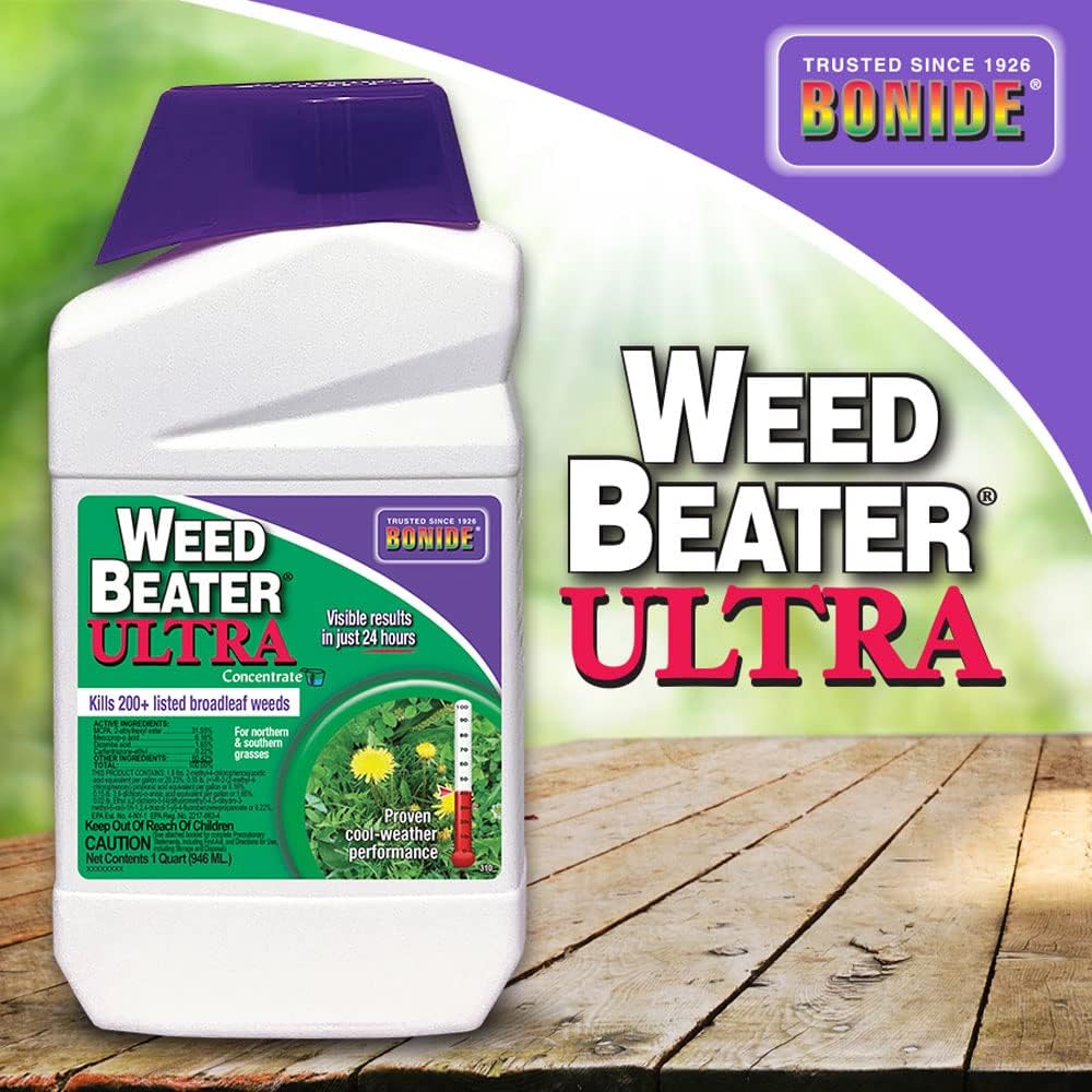 Bonide Weed Beater Ultra, 16 oz Concentrate, Fast-Acting Protection Against Broadleaf Weeds in Warm & Cool Weather