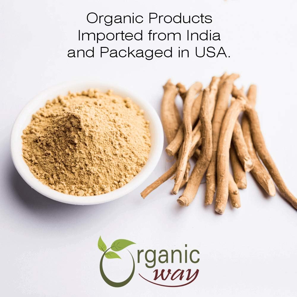 Organic Way Premium Ashwagandha Root Powder (Withania somnifera) - Organic & Kosher Certified | Vegan | Non GMO & Gluten Free | USDA Certified