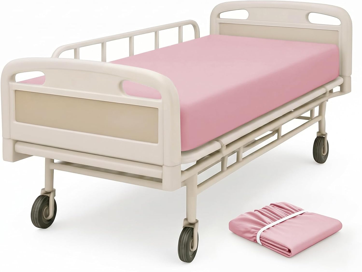 VACVELT 4 Pack Hospital Bed Fitted Sheet, 36x80 12-Inch Pocket, Pink | Premium Microfiber Fabric, 360-Degree Elastic, Skin-Friendly, Wrinkle Resistant, Machine Washable, For Home Hospital Beds