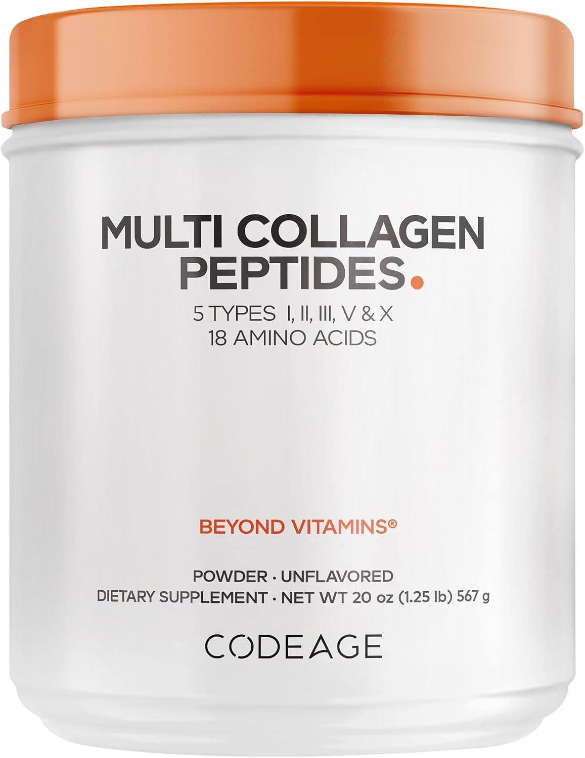 Codeage Multi Collagen Protein Powder Peptides, 5 Types, Unflavored, 20 Oz | NSF Certified - Five collagen types (I, II, III, V