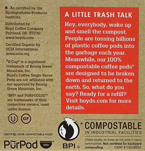 Boyd's Organic Red Wagon Dark Roast Coffee Pods Keurig Compatible, 72 Count | 100% compostable pods, Arabica beans, Colombia, Peru & Mexico, smooth