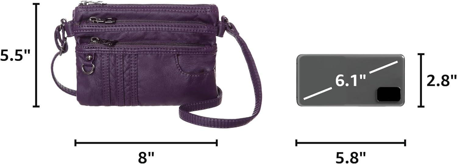 MINICAT Multi Pocket Small Crossbody Purses for Women Everyday Shoulder Bag | Lightweight Organizer, Cross body Bag with Multiple Zipper Pockets, Vegan Leather, Phone Purse for Travel Casual Daily