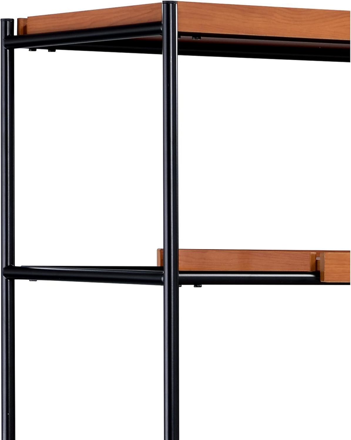 Benjara 5 Tier Wooden Bookshelf with Open Metal Frame, Brown and Black