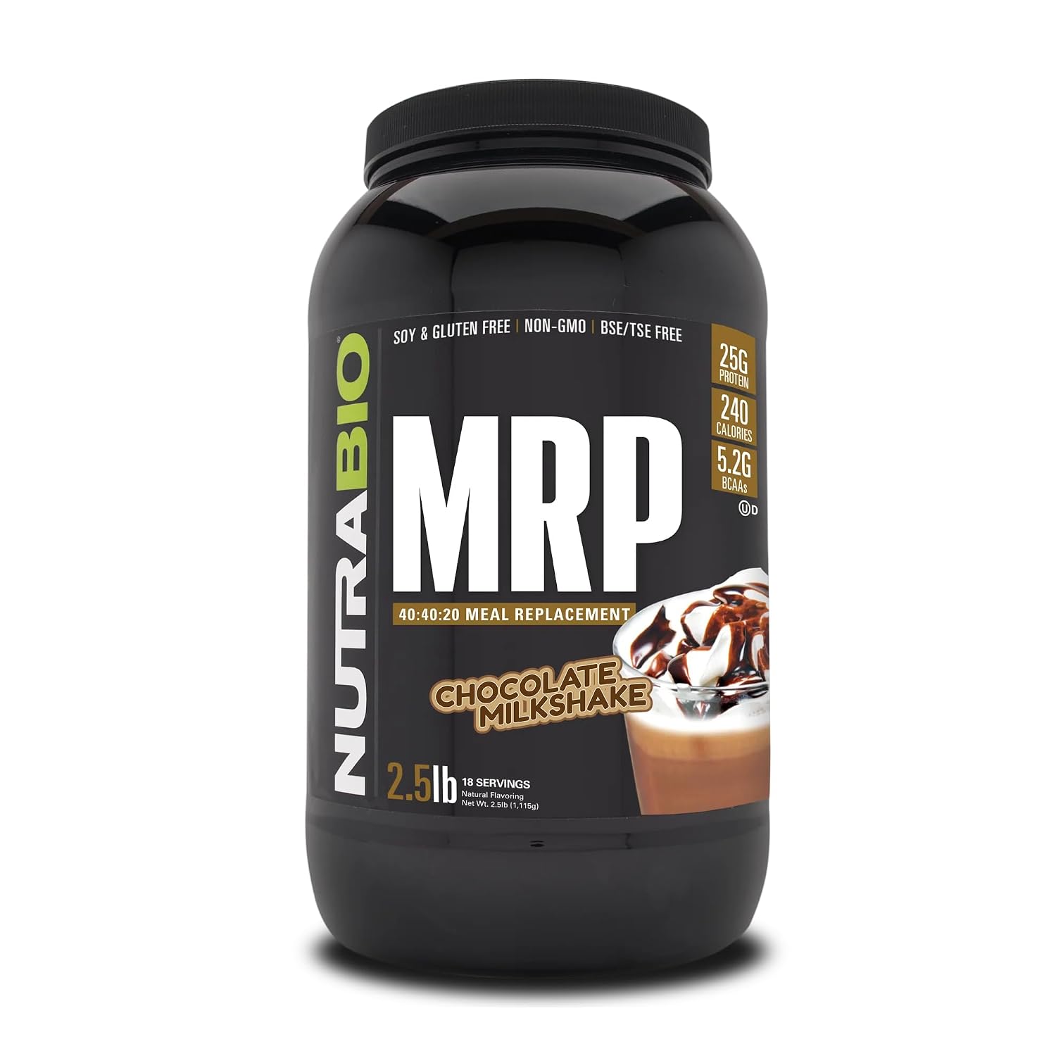 NutraBio MRP Complete Meal Replacement Protein Powder, Chocolate - 2.5lbs