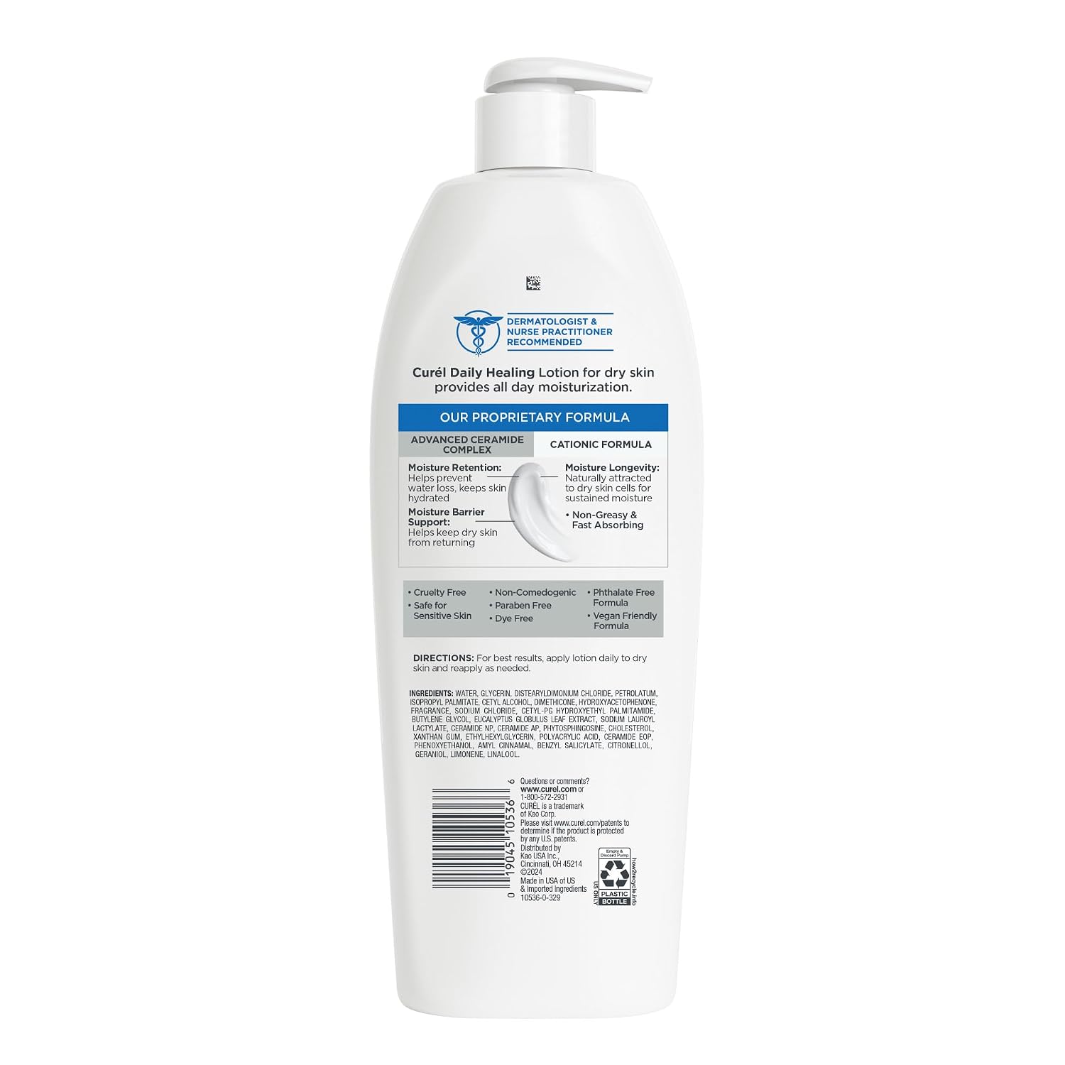 Curel Daily Healing Body Lotion for Dry Skin, Dermatologist Recommended Hydrating Body Lotion with Advanced Ceramides Complex, 20 Oz