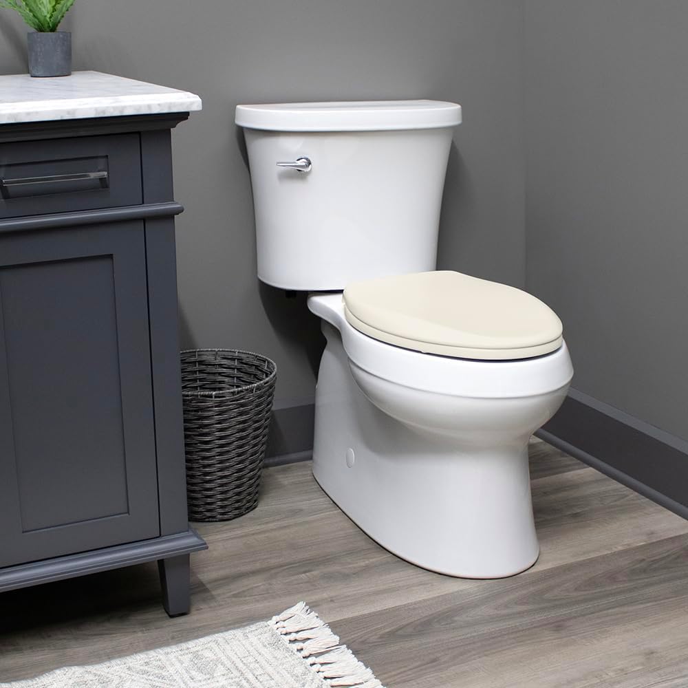 Mayfair Cameron Black Toilet Seat, Non Slip Heavy Duty Wood, Easy Clean, Made in USA, Round