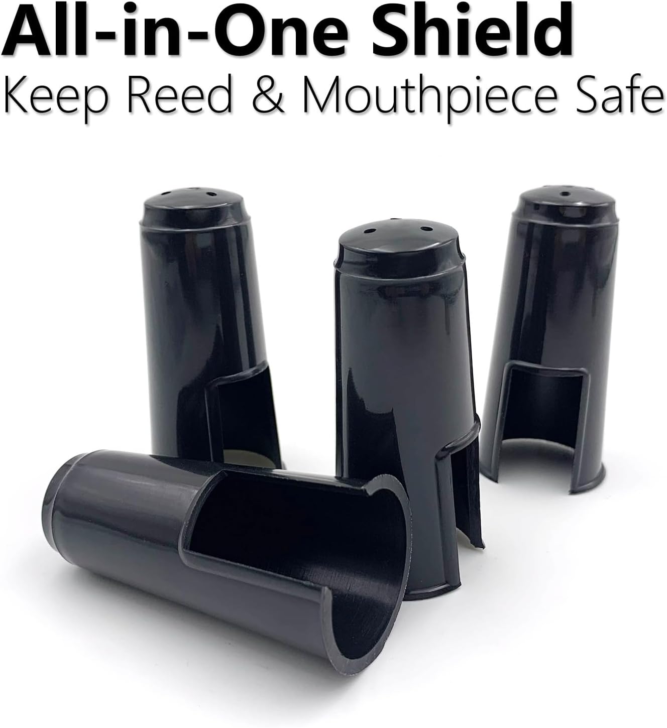 4-Pack Alto Saxophone Clarinet Mouthpiece Cap – Plastic Protective Cover with Ligature Attachment for Reed and Mouthpiece Protection