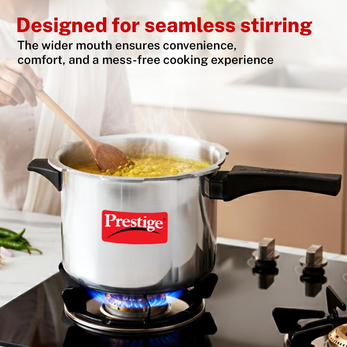 Prestige Popular Aluminum Pressure Cooker, 5 L, Silver