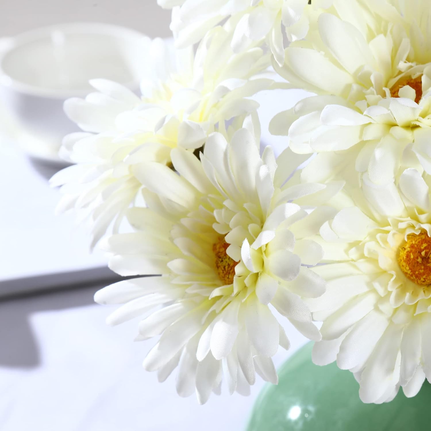 TOPIA Artificial African Daisies Flowers African Daisy Silk Flowers Artificial Gerbera Daisies Pack of 10 (Yellow)