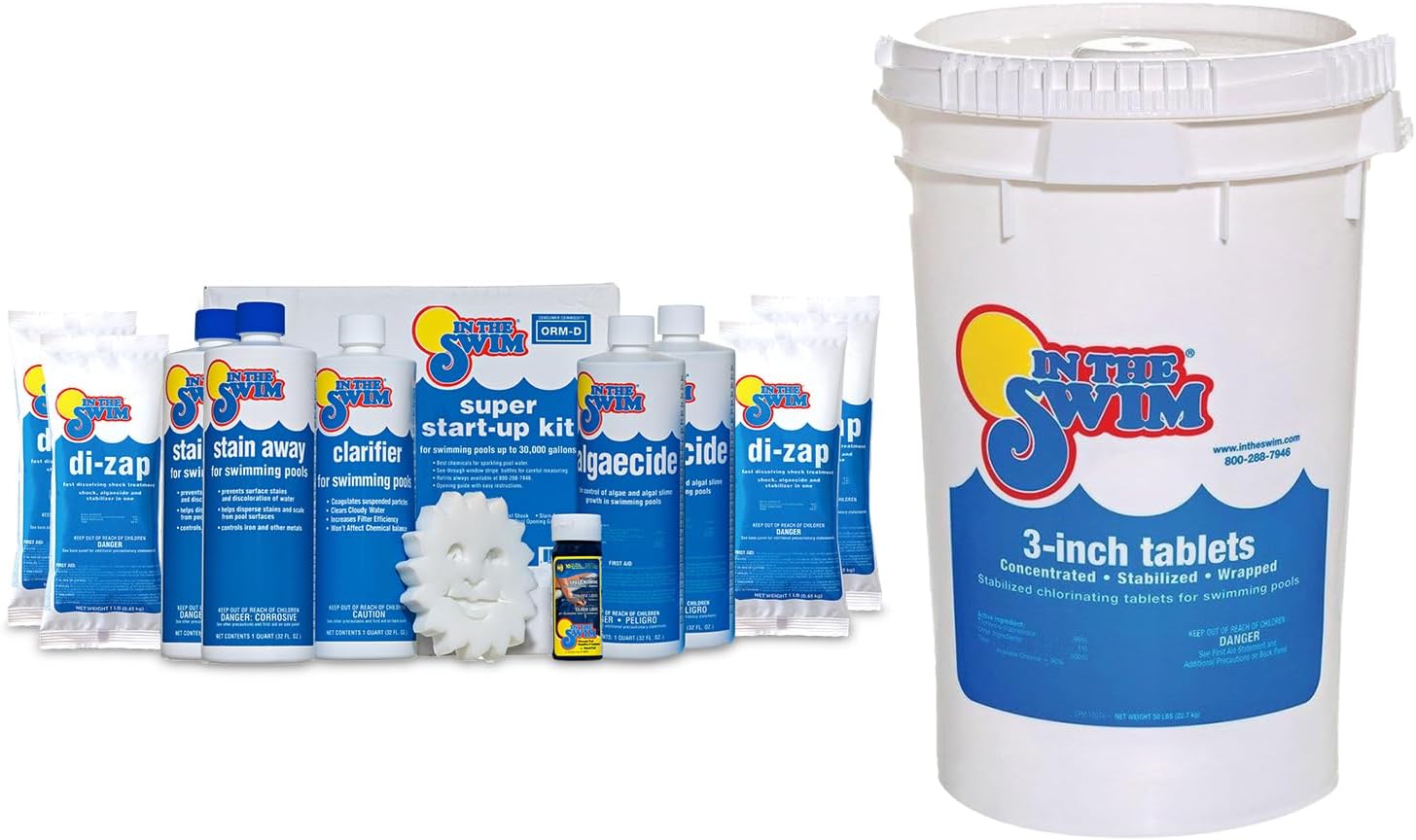 In The Swim Pool Basic Opening Chemical Start Up Kit - Above Ground and In-Ground Swimming Pools - Up to 7,500