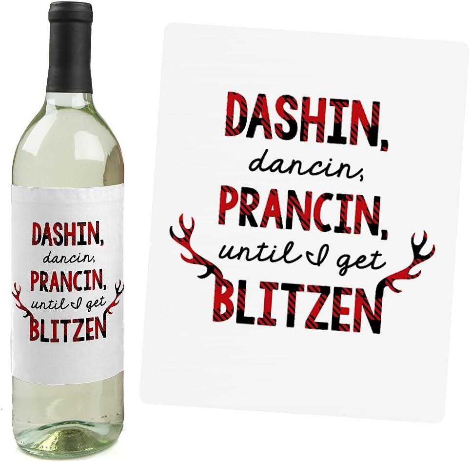 Big Dot of Happiness Ugly Sweater - Holiday and Christmas Wine Bottle Label Stickers - Set of 4