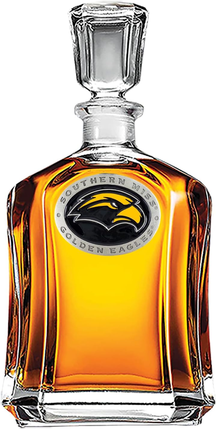 Marines Decanter – Eagle Globe & Anchor | 24 OZ Whiskey Decanter for Liquor with Airtight Stopper | Expertly Crafted Pewter Glass Clear