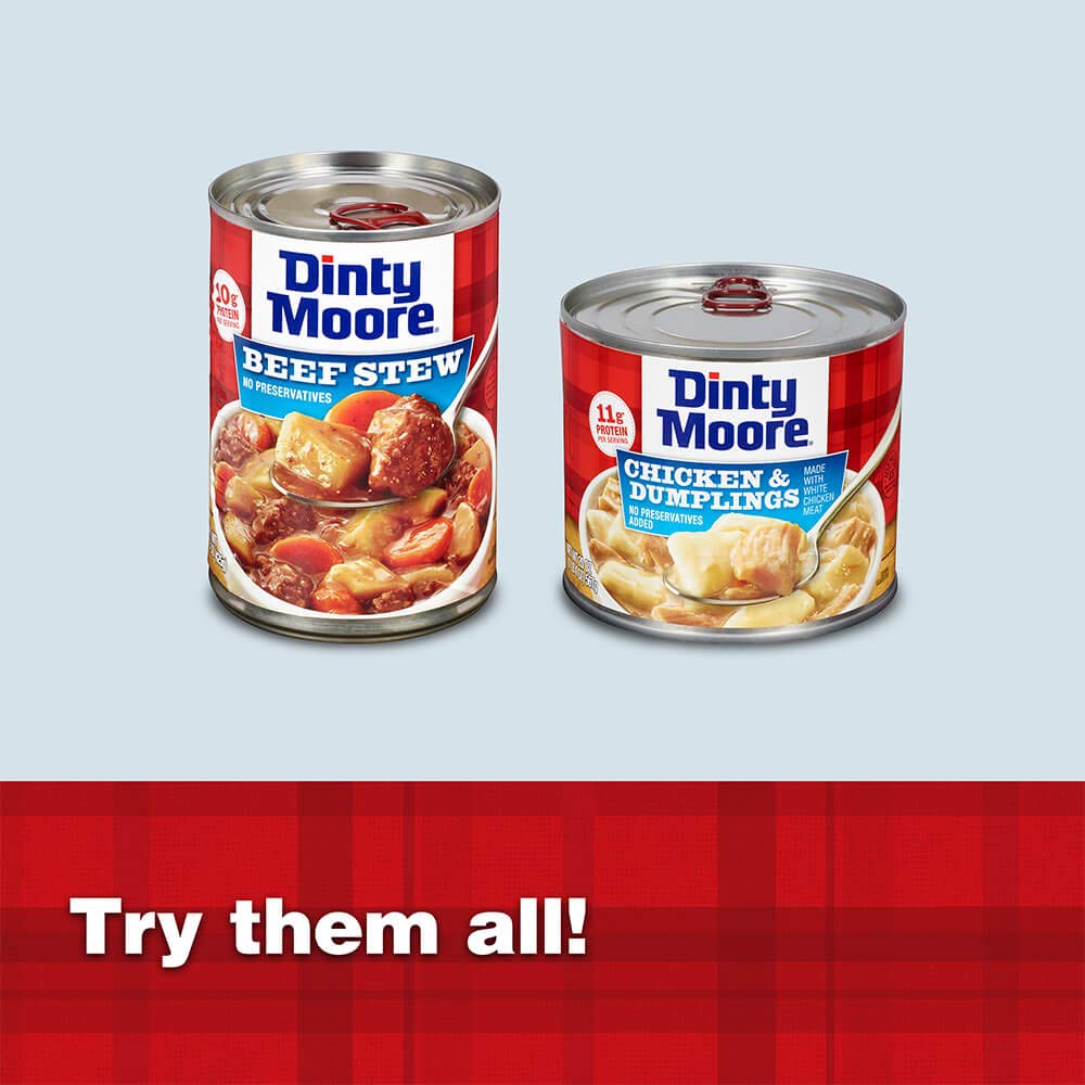 DINTY MOORE Beef Stew, 15 oz (12 Pack), With Fresh Potatoes & Carrots | Fully Cooked & Ready-To-Eat, Gluten-Free, 10g Protein, No Preservatives, Perfect for Noodles, Biscuits & Hot Pies