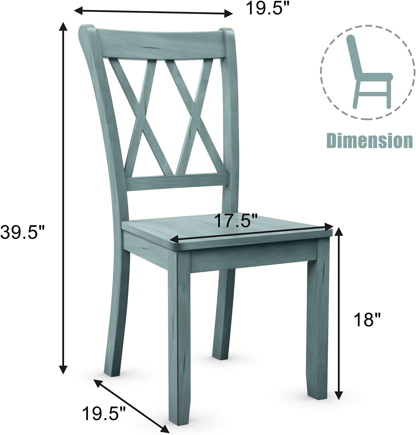 Giantex Set of 2 Dining Chairs, Rubber Wood Dining Room Chair, Farmhouse Dining Side Chairs, Max Load 400 Lbs, Wooden Kitchen Chairs for Home Kitchen