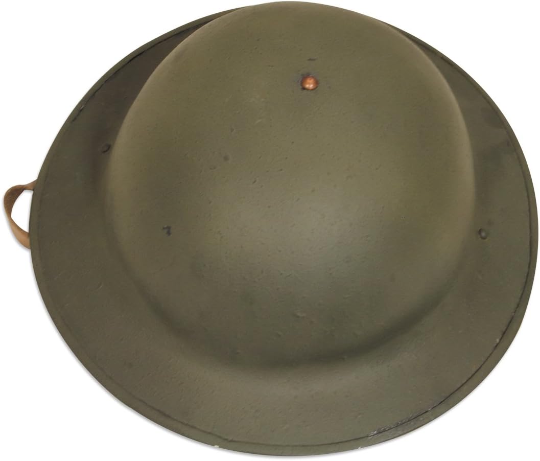 WWI Doughboy Helmet Replica – 18 Gauge Steel M1917 U.S. Army Helmet with Adjustable Canvas Liner Historical Collectible reenactors Display