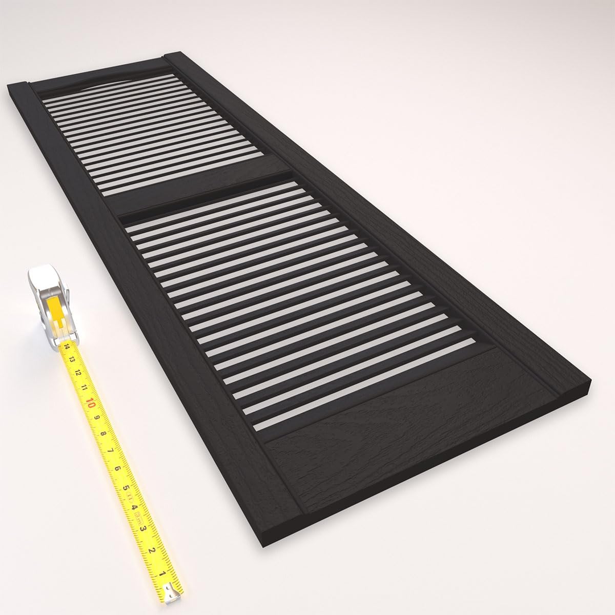 Ekena Millwork Lifetime Vinyl LL1S12X05200BL Standard Cathedral Top Center Mullion, Open Louver Vinyl Shutters, w/Installation Shutter-Lok's & Matching Screws (Per Pair), 12"W x 52"H, Black