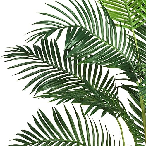 Nearly Natural 7 ft Artificial Paradise Palm Tree with Nursery Pot | 21 Feathery Fronds, Realistic Fake Leaves, Includes Black Nursery Planter